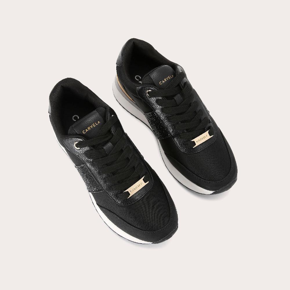 Carvela FLEET Black Crystal Trainers By CARVELA