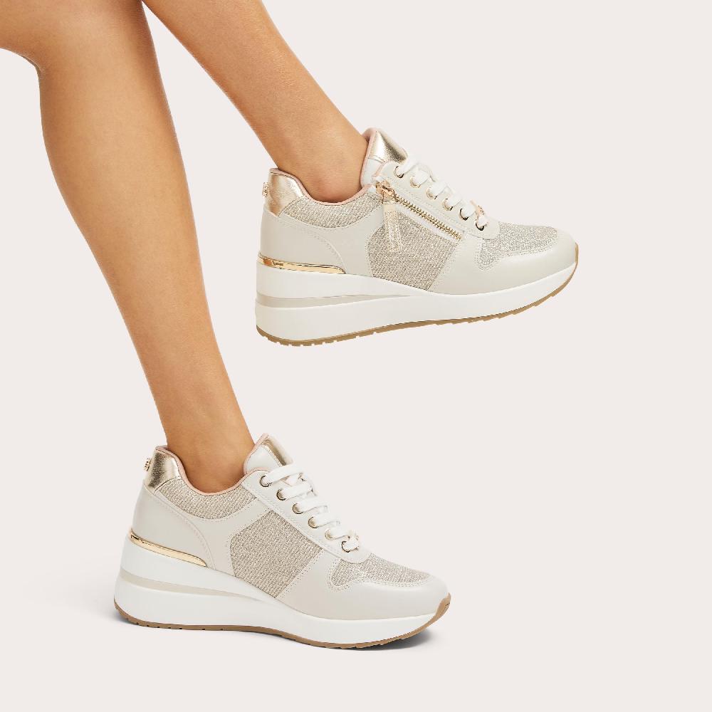 Carvela HIGH RISE Gold Fabric Trainer By CARVELA