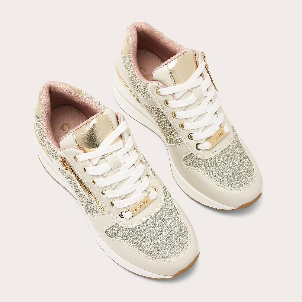 Carvela HIGH RISE Gold Fabric Trainer By CARVELA