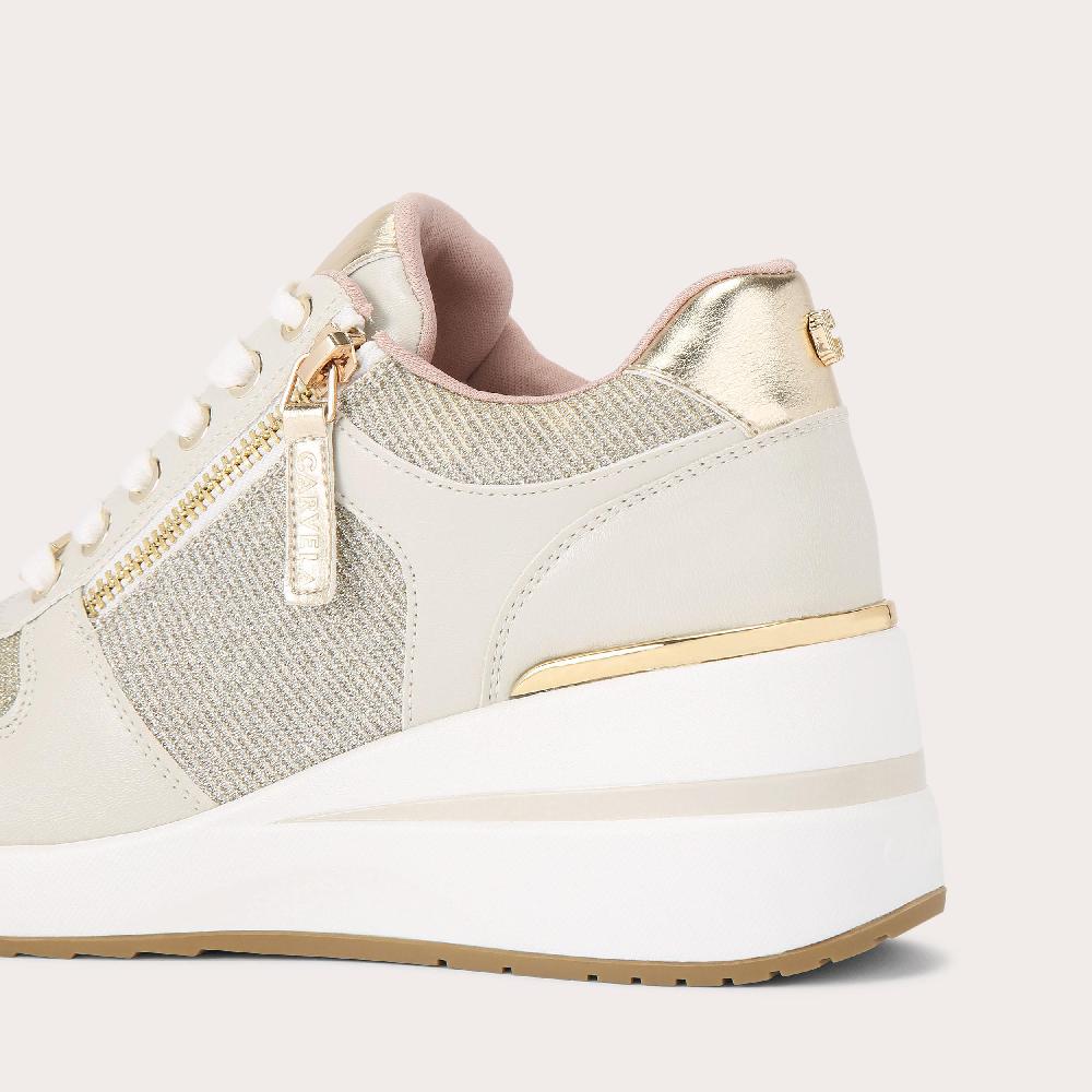 Carvela HIGH RISE Gold Fabric Trainer By CARVELA