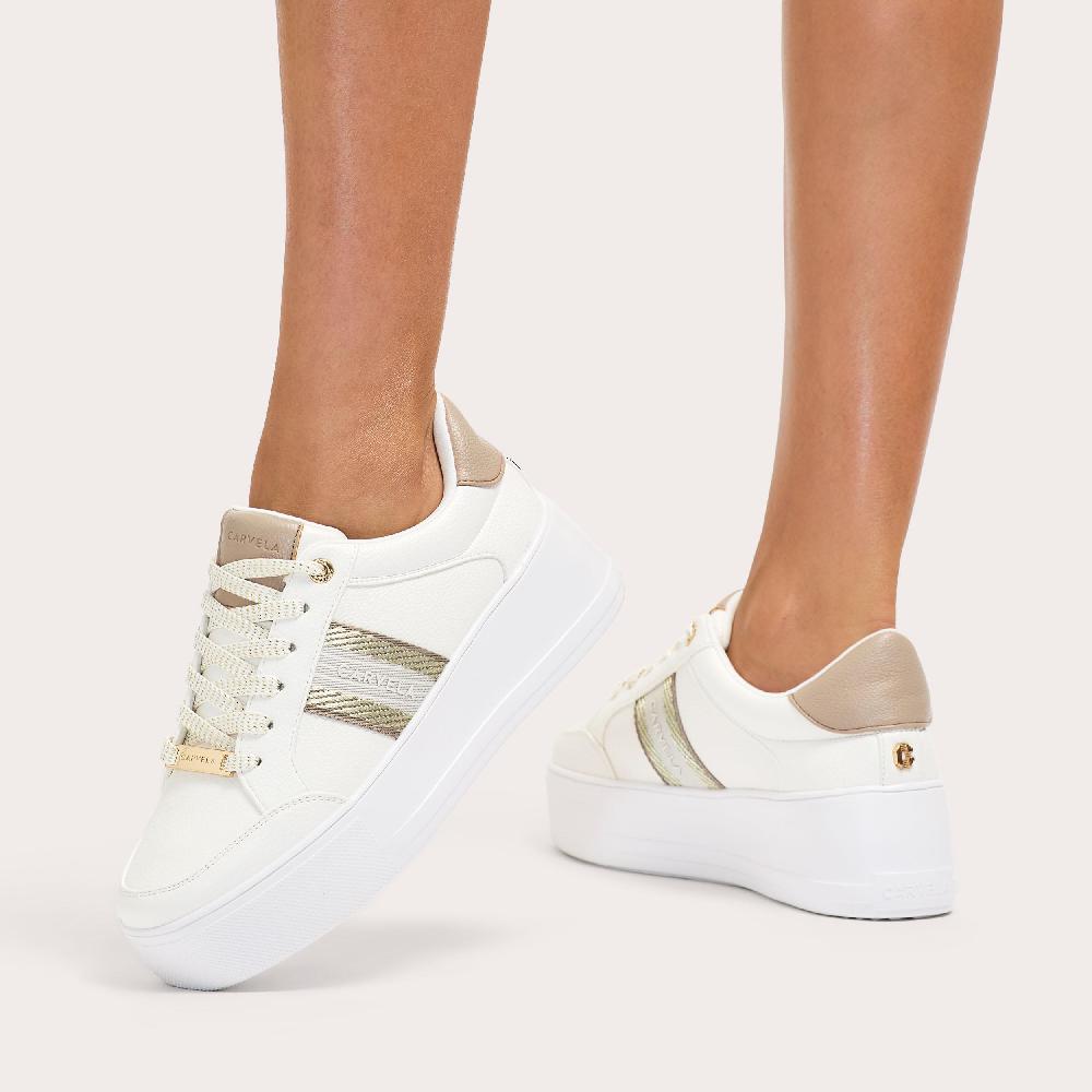 Carvela JIVE TAPE White Gold Trainer By CARVELA