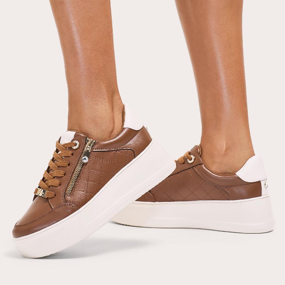Carvela JIVE ZIP Tan Quilted Sneaker By CARVELA