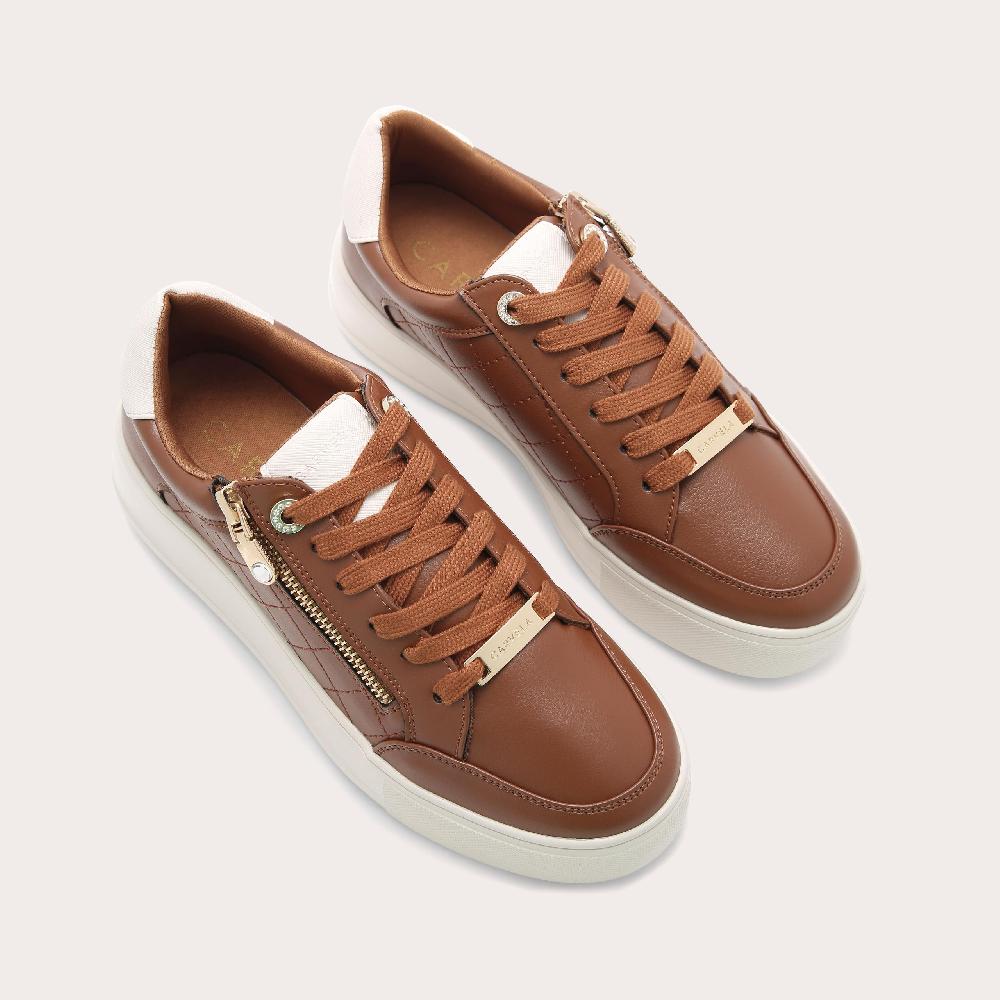 Carvela JIVE ZIP Tan Quilted Sneaker By CARVELA