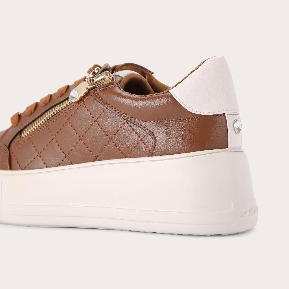 Carvela JIVE ZIP Tan Quilted Sneaker By CARVELA
