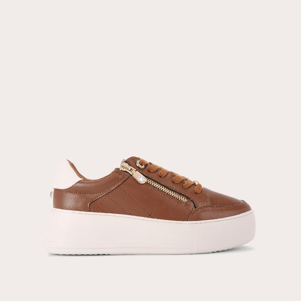 carvela JIVE ZIP Tan Quilted Sneaker by CARVELA