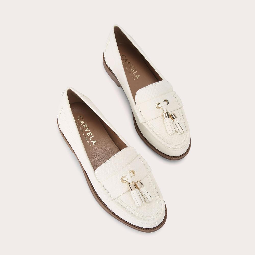 Carvela MANOR Bone Lizard Embossed Flat By CARVELA