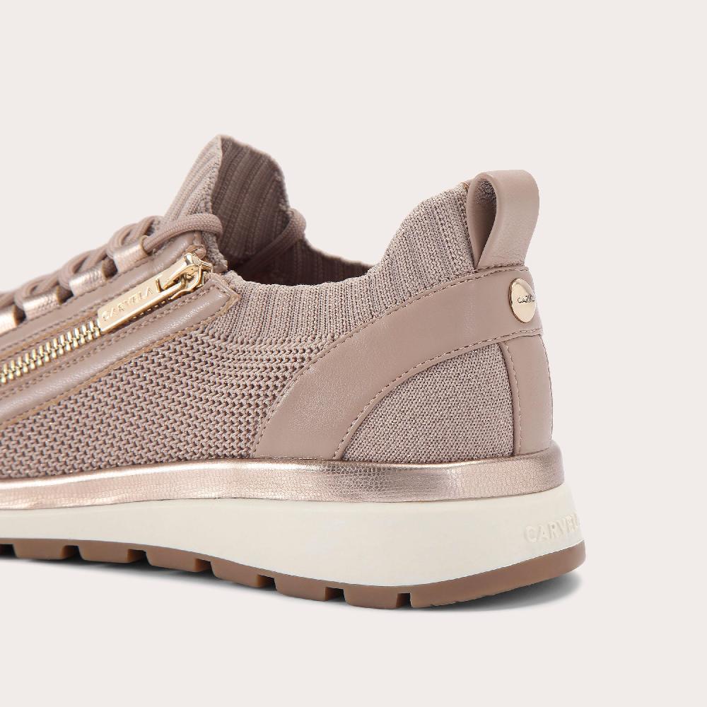 Carvela PACE ZIP KNIT Taupe Zip Trainer By CARVELA