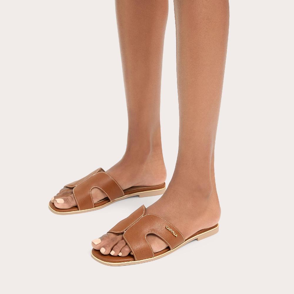 Carvela RIVO Tan Fabric Slip On Sandal By CARVELA