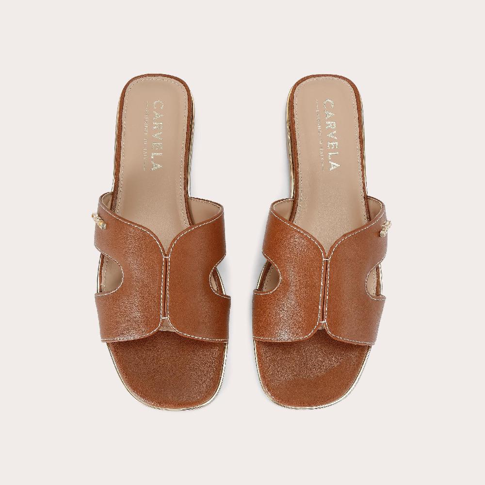 Carvela RIVO Tan Fabric Slip On Sandal By CARVELA