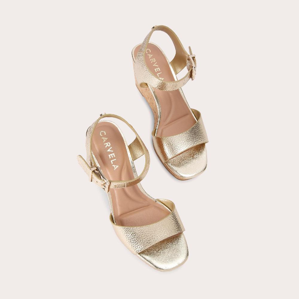 Carvela SADIE WEDGE Gold Metallic Upper By CARVELA