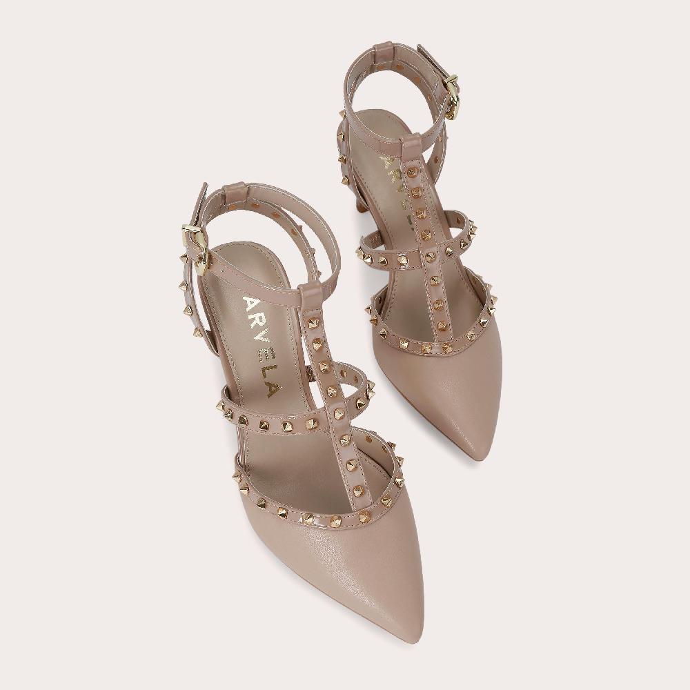 Carvela SAMBA COURT Taupe Studded Heel By CARVELA
