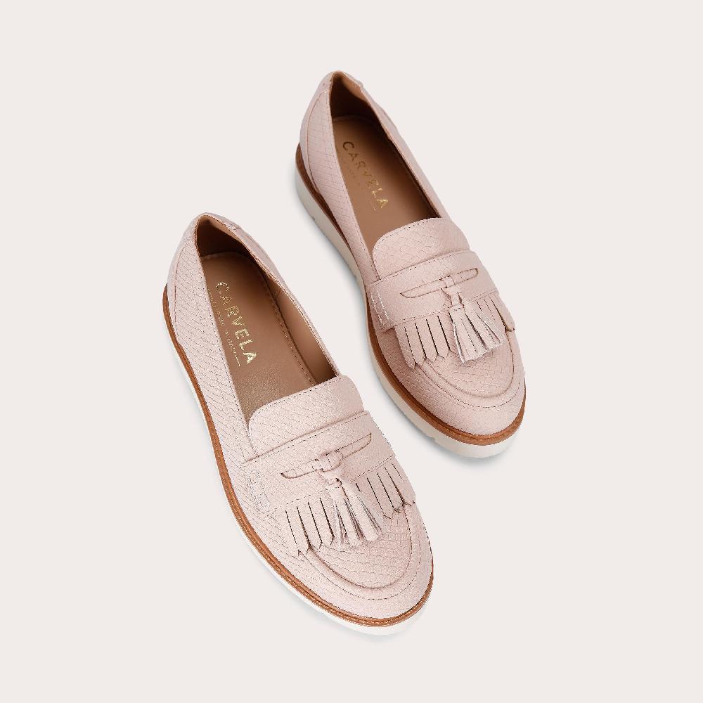 Carvela SKY TASSEL Pink Lizard Loafer By CARVELA
