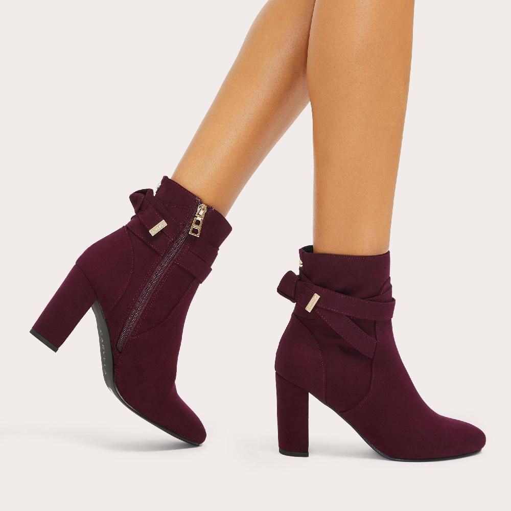 Carvela TEMPT Wine Block Heel Boots By CARVELA