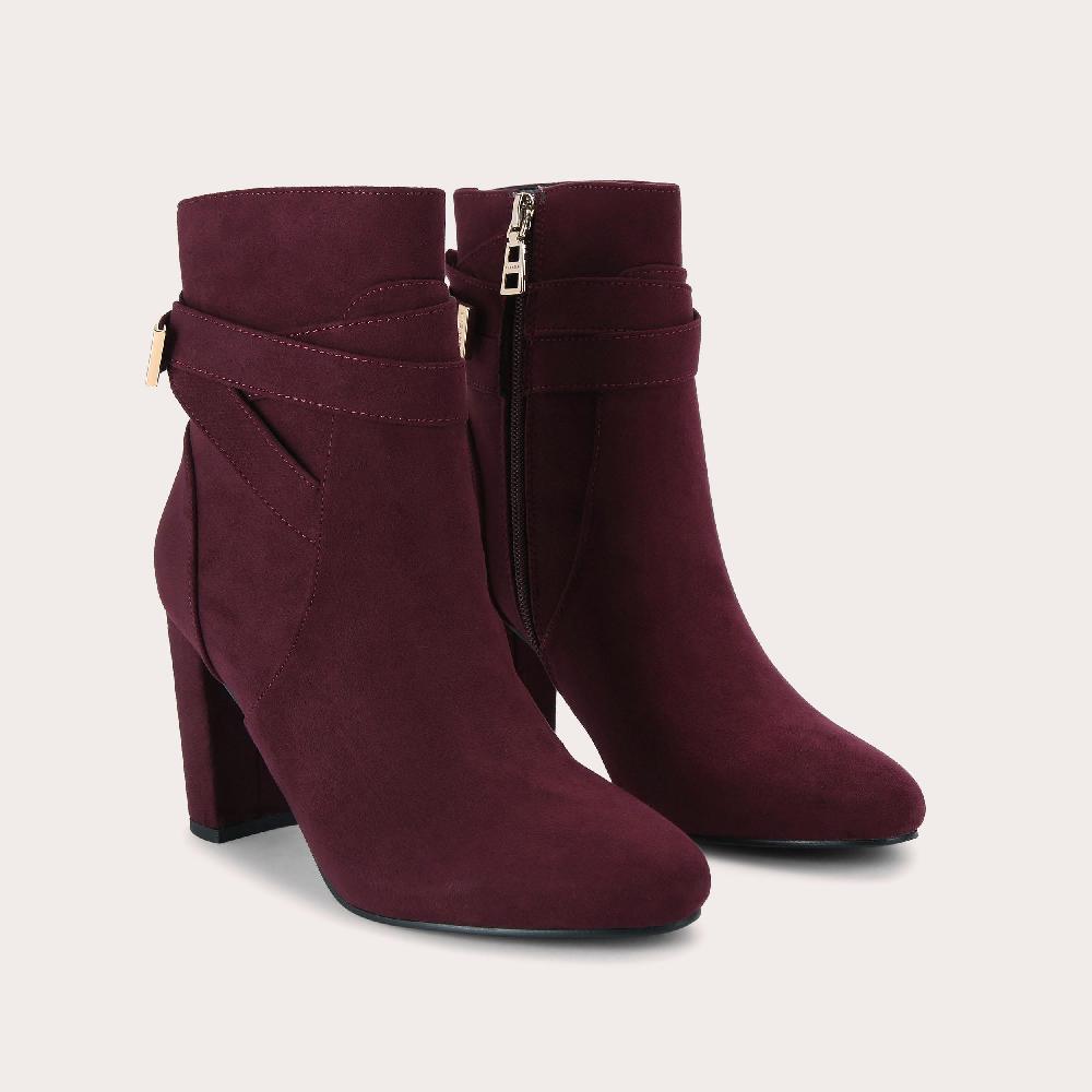 Carvela TEMPT Wine Block Heel Boots By CARVELA