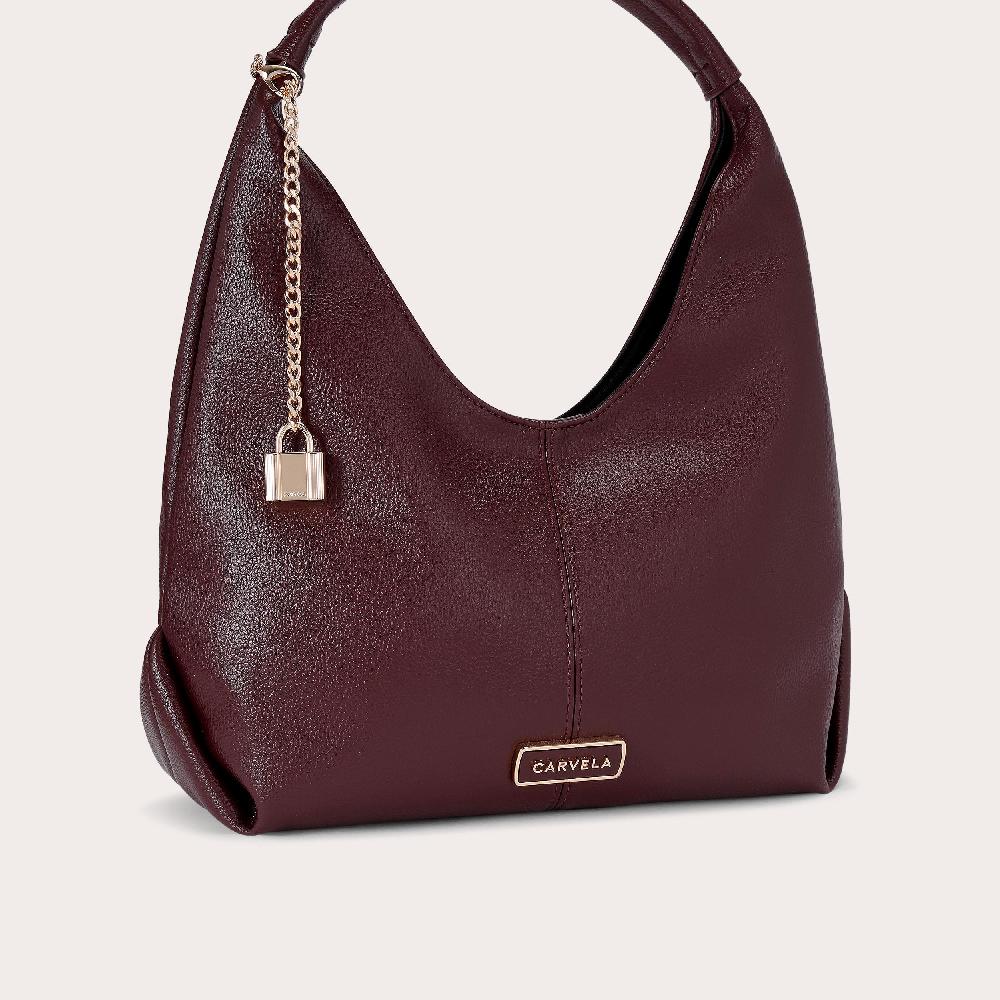 Carvela CASSIA MINI HOBO Dark Red Shoulder Bag By CARVELA