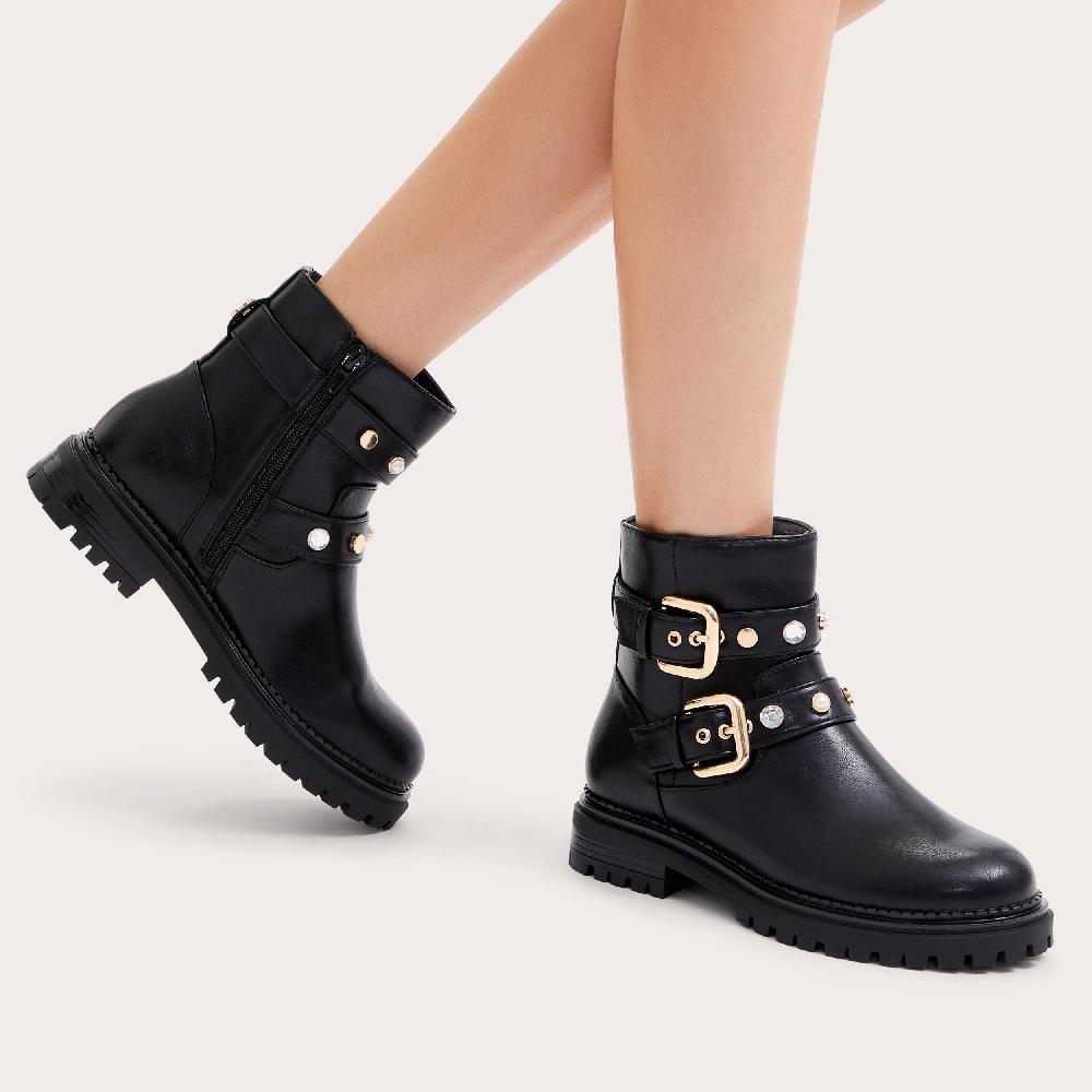 Carvela CAUTION BIKER JEWEL Black Synthetic Ankle Boot By CARVELA