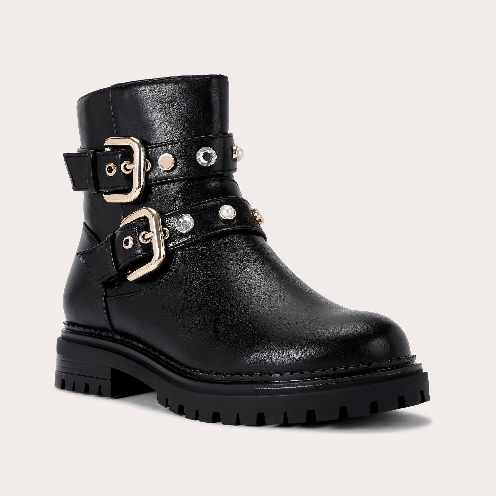 Carvela CAUTION BIKER JEWEL Black Synthetic Ankle Boot By CARVELA