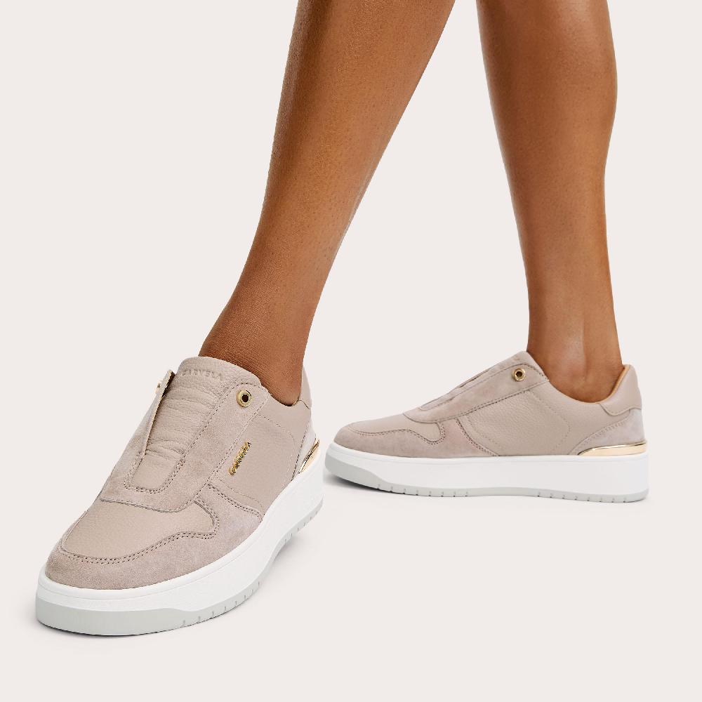 Carvela CHARM LACELESS Taupe Leather Slip On Trainer By CARVELA