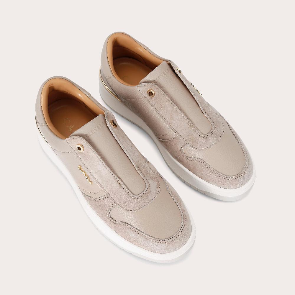 Carvela CHARM LACELESS Taupe Leather Slip On Trainer By CARVELA
