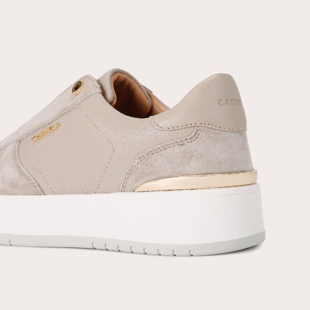 Carvela CHARM LACELESS Taupe Leather Slip On Trainer By CARVELA
