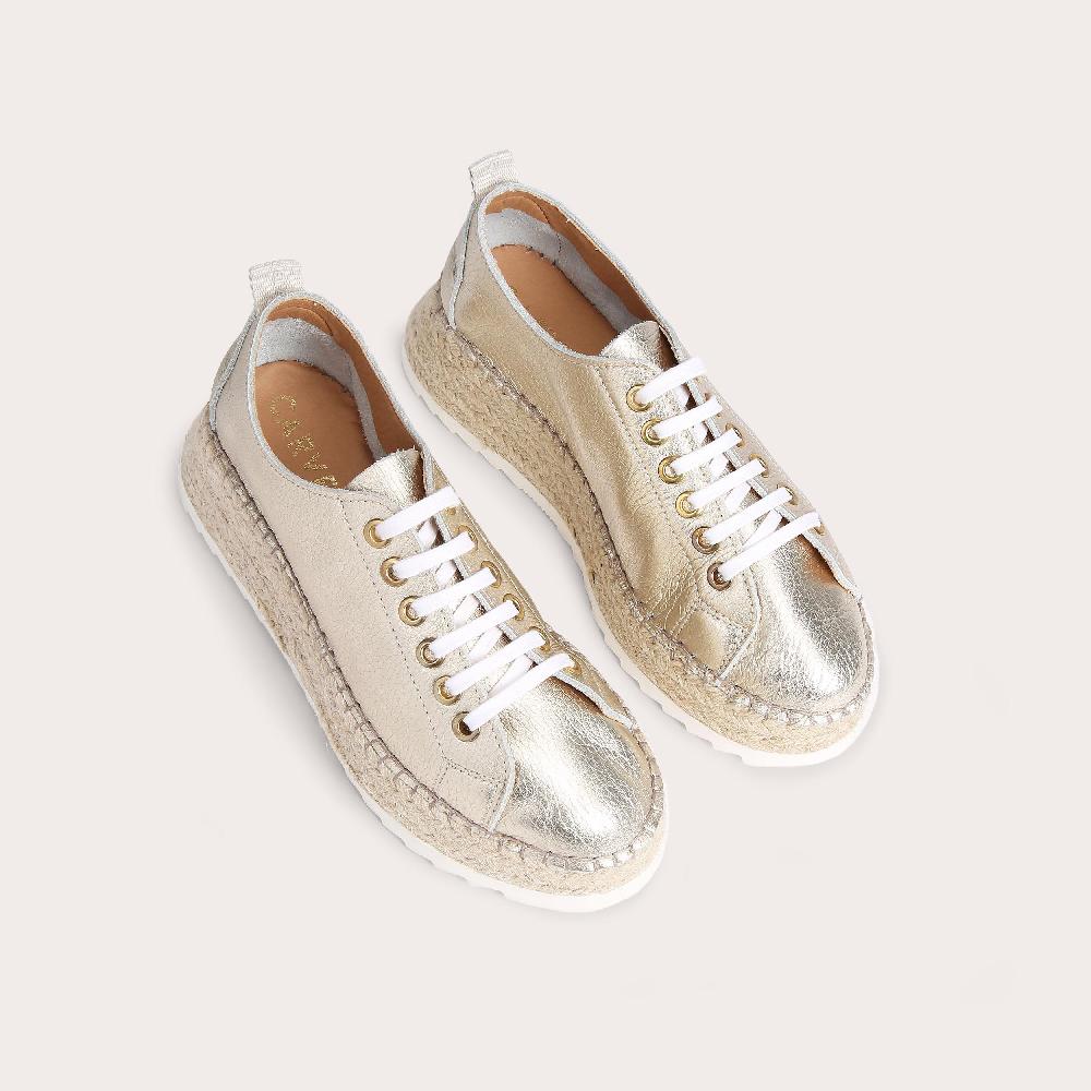 Carvela CHASE Gold Leather Espadrille Flatform Sneakers By CARVELA COMFORT
