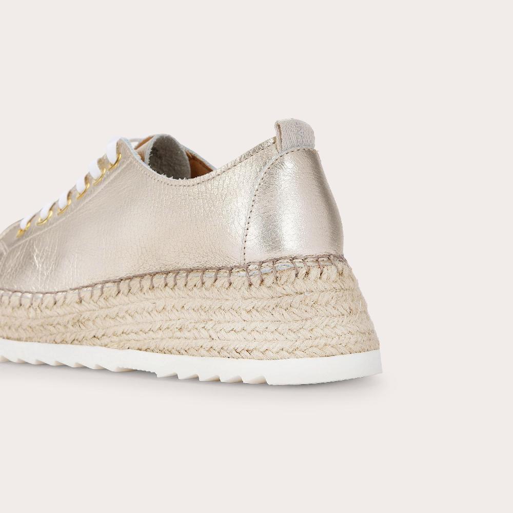 Carvela CHASE Gold Leather Espadrille Flatform Sneakers By CARVELA COMFORT