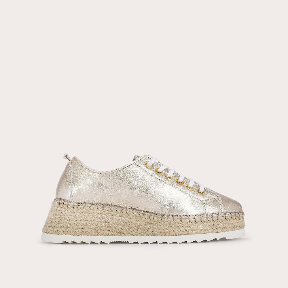 carvela CHASE Gold Leather Espadrille Flatform Sneakers by CARVELA COMFORT