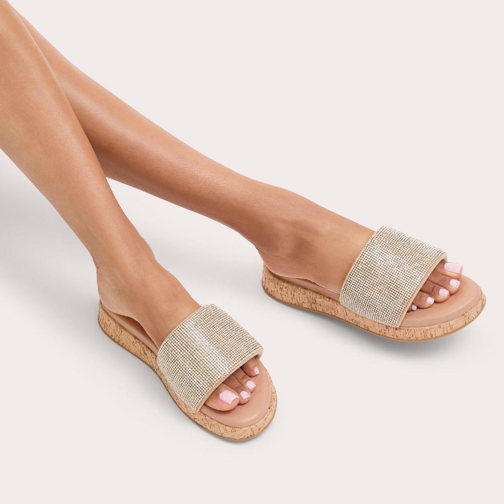 Carvela CLOUD MULE Gold Crystal Slip On Sandal By CARVELA