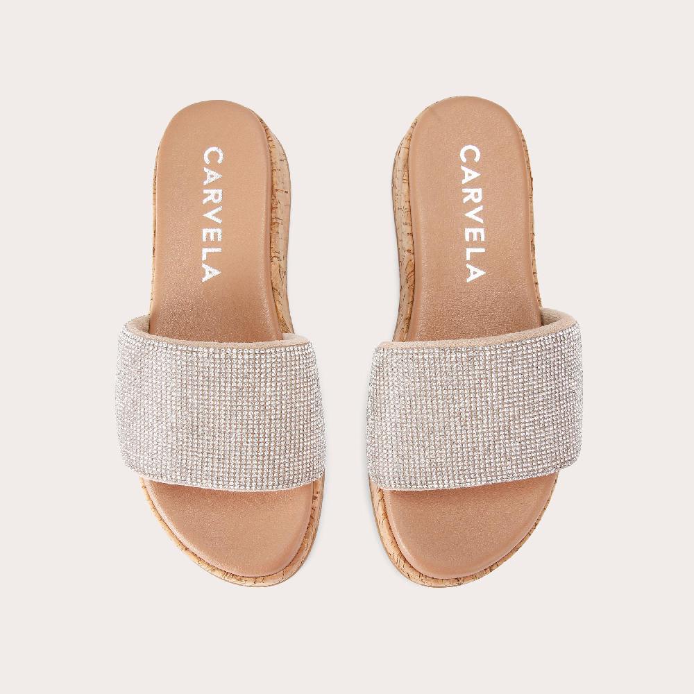Carvela CLOUD MULE Silver Crystal Sandal By CARVELA