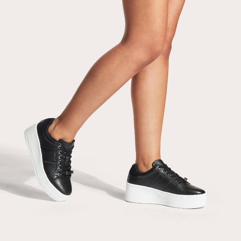 Carvela CONNECTED Black Leather Lace Up Trainer By CARVELA