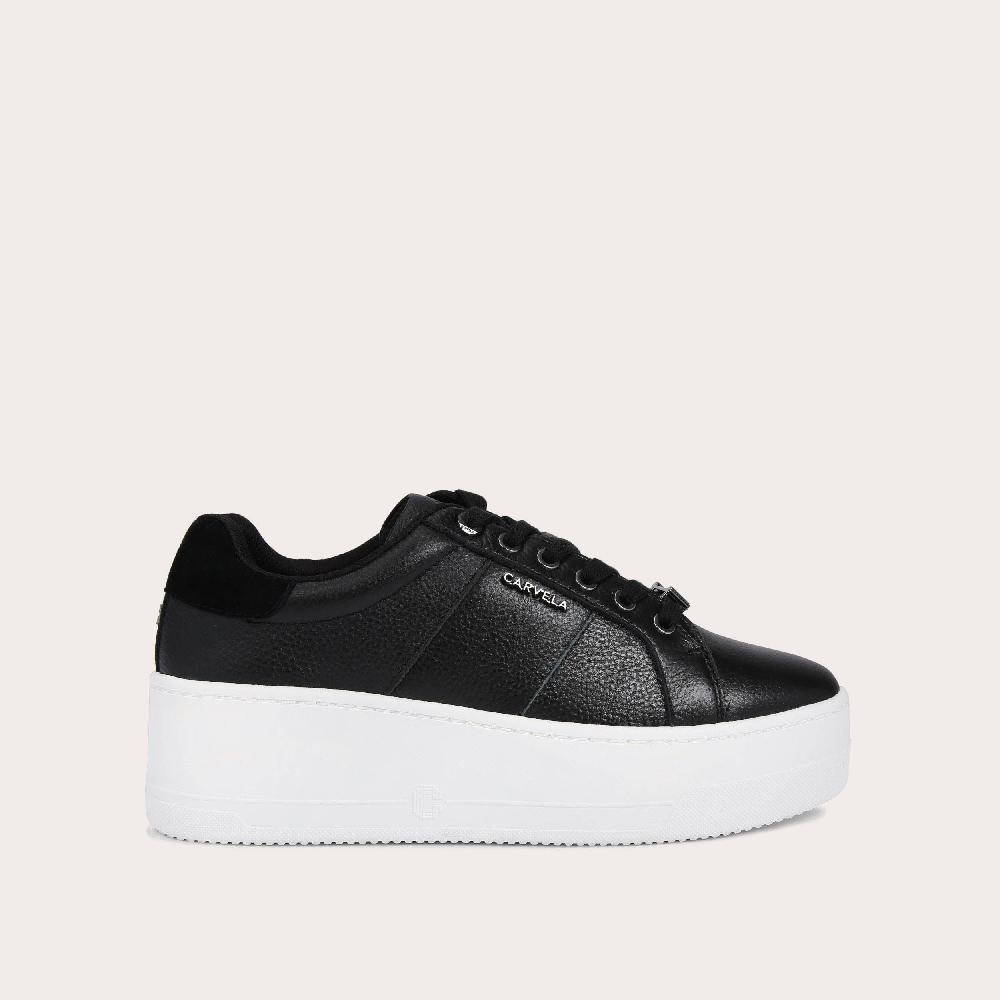 carvela CONNECTED Black Leather Lace Up Trainer by CARVELA