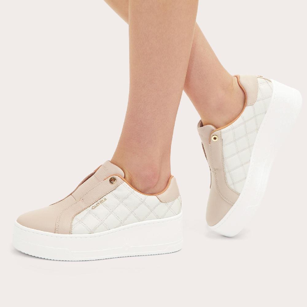 Carvela CONNECTED LACELESS QUILT Bone Quilted Trainer By CARVELA