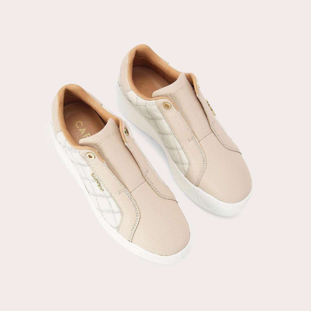 Carvela CONNECTED LACELESS QUILT Bone Quilted Trainer By CARVELA