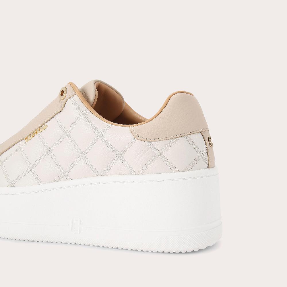 Carvela CONNECTED LACELESS QUILT Bone Quilted Trainer By CARVELA