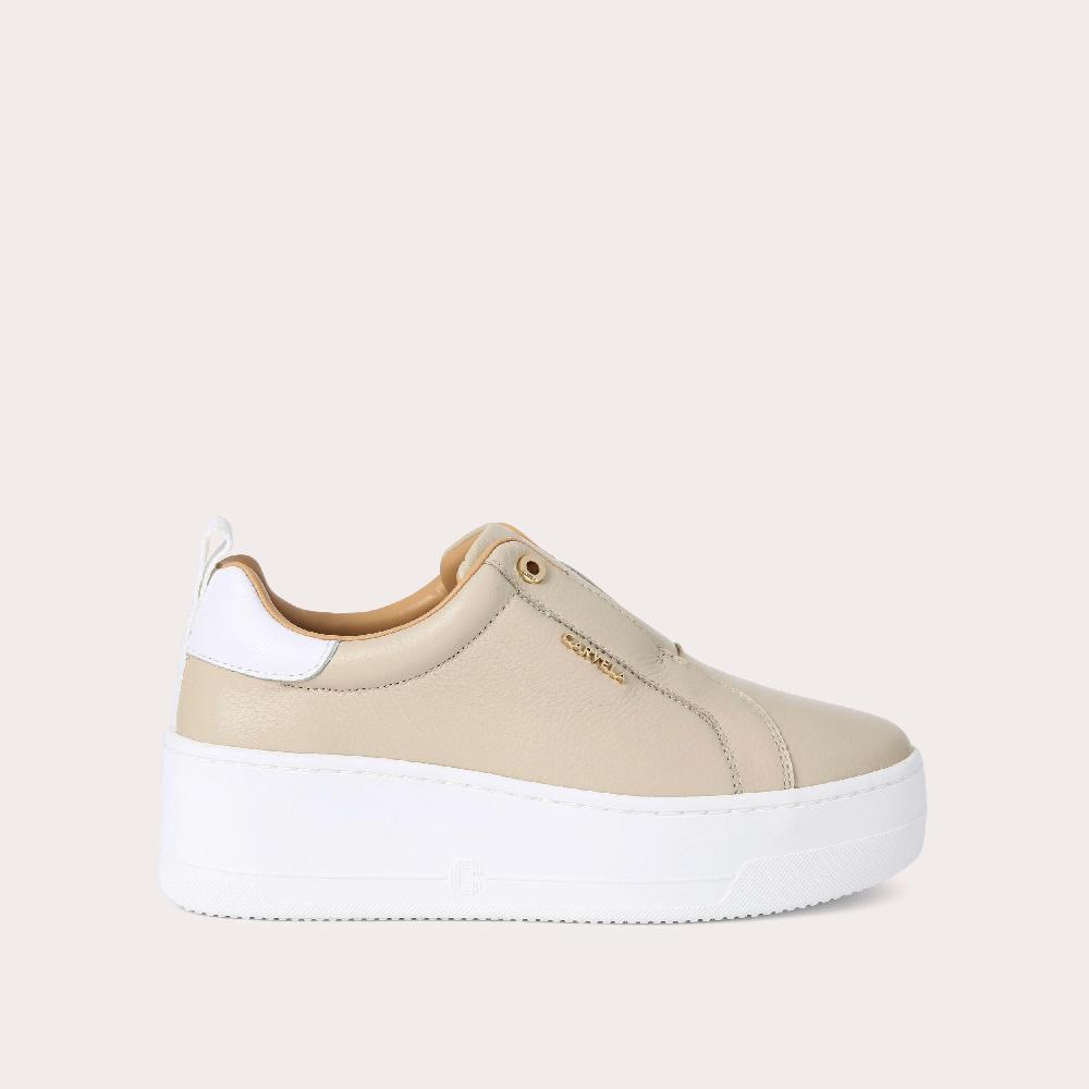 carvela CONNECTED LACELESS Taupe Leather Trainers by CARVELA