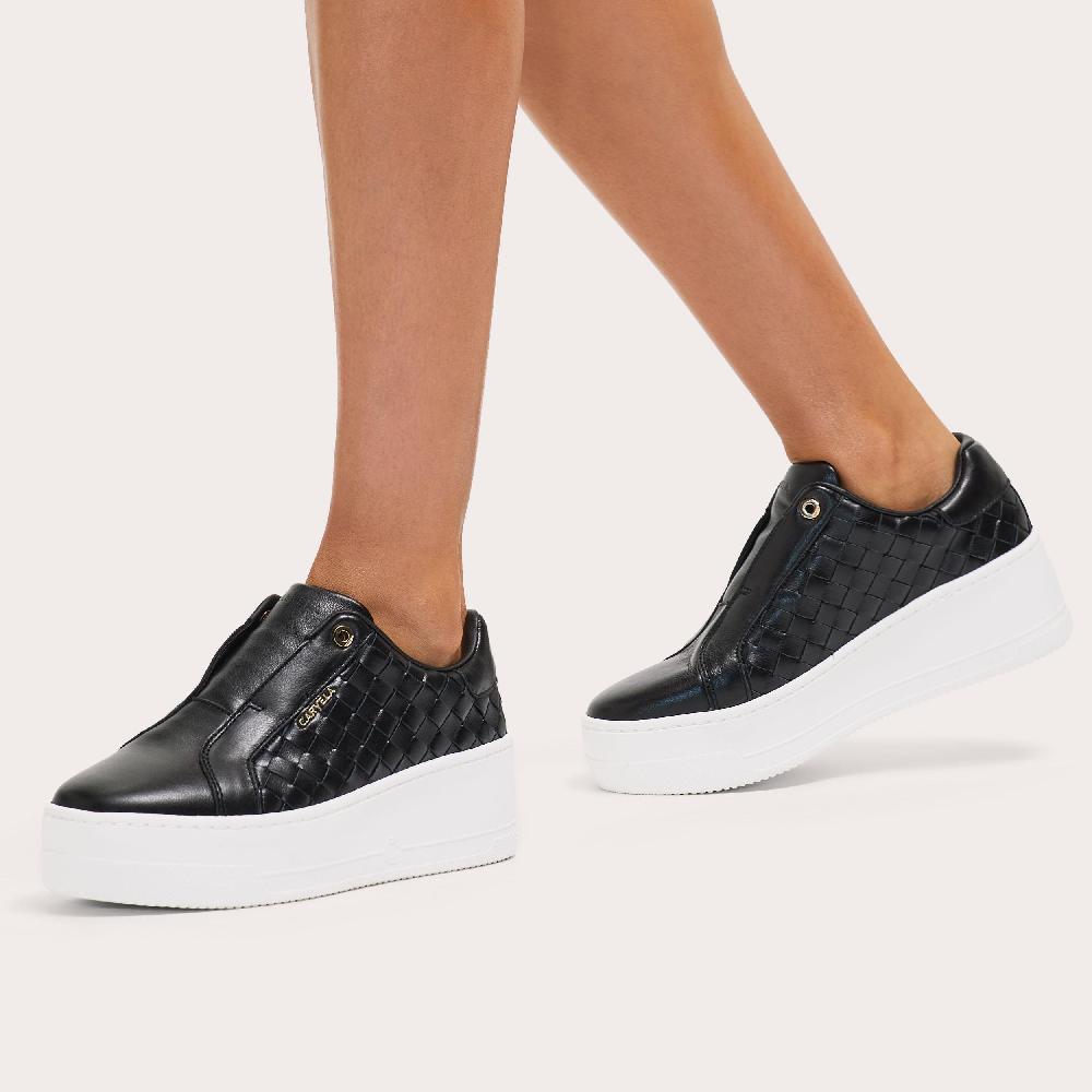 Carvela CONNECTED LACELESS WEAVE Black Woven Trainers By CARVELA