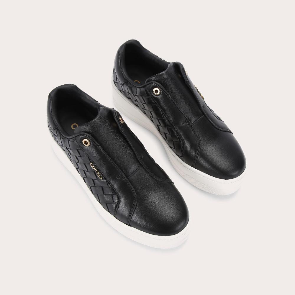 Carvela CONNECTED LACELESS WEAVE Black Woven Trainers By CARVELA