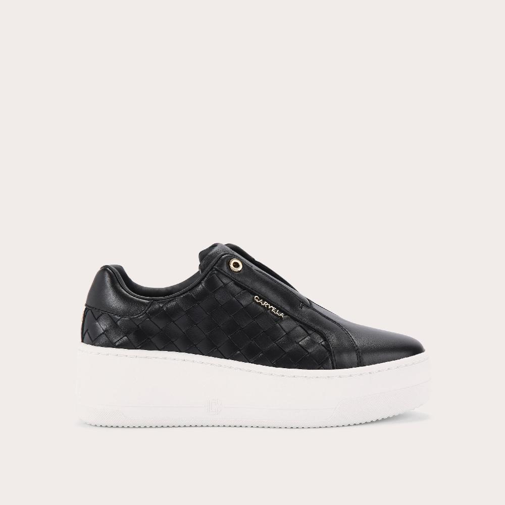 carvela CONNECTED LACELESS WEAVE Black Woven Trainers by CARVELA