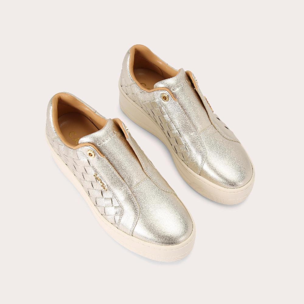 Carvela CONNECTED LACELESS WEAVE Gold Woven Trainer By CARVELA