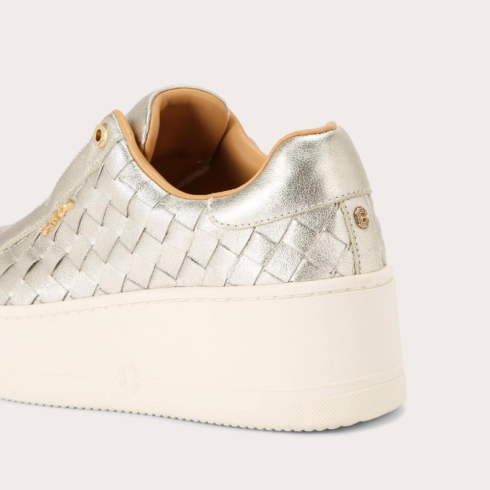 Carvela CONNECTED LACELESS WEAVE Gold Woven Trainer By CARVELA