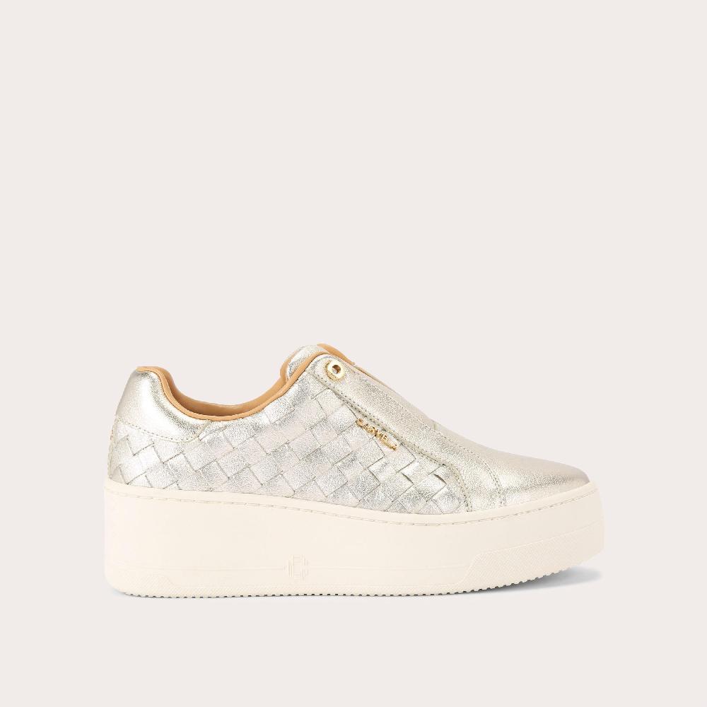 carvela CONNECTED LACELESS WEAVE Gold Woven Trainer by CARVELA