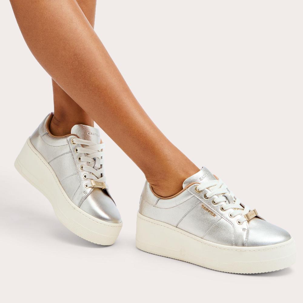 Carvela CONNECTED Silver Lace Up Trainers By CARVELA