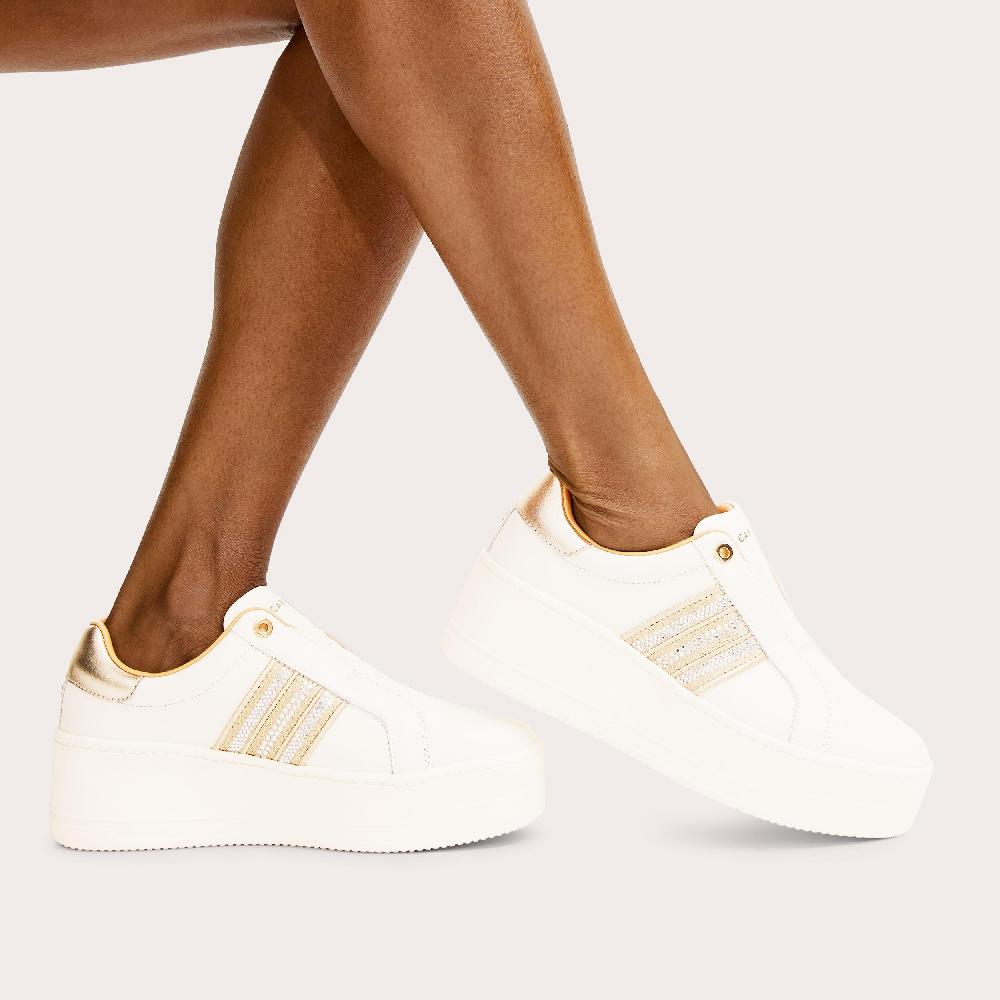 Carvela CONNECTED TAPE JEWEL White Laceless Trainer By CARVELA