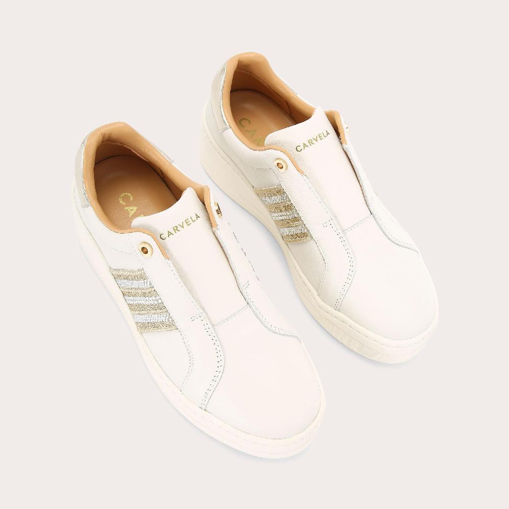 Carvela CONNECTED TAPE JEWEL White Laceless Trainer By CARVELA
