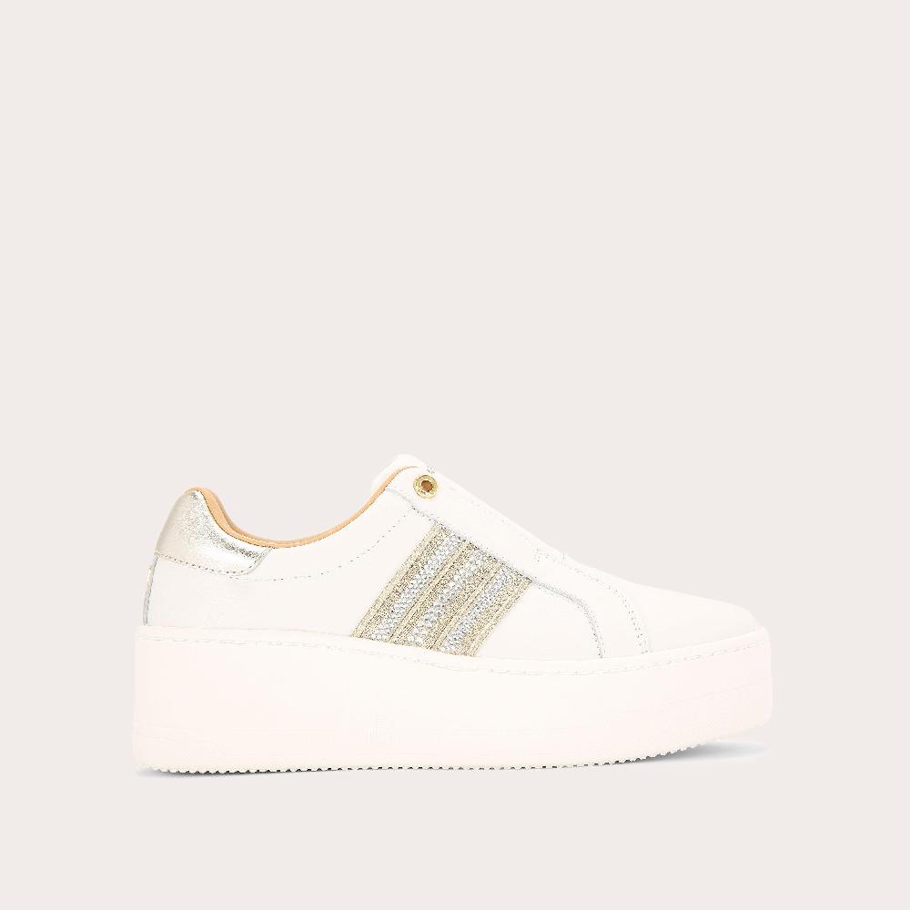 carvela CONNECTED TAPE JEWEL White Laceless Trainer by CARVELA