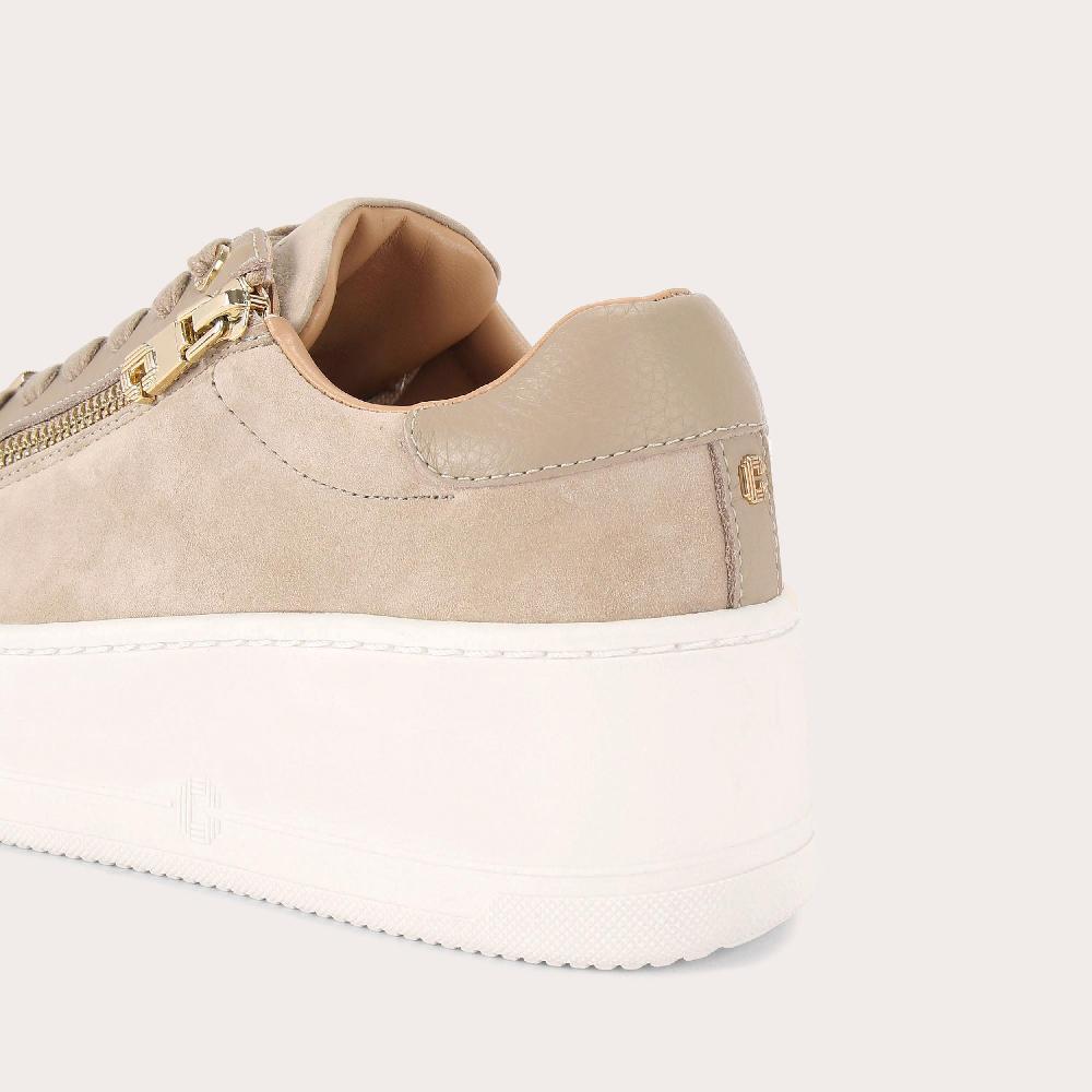 Carvela CONNECTED ZIP Beige Suede Leather Trainer By CARVELA