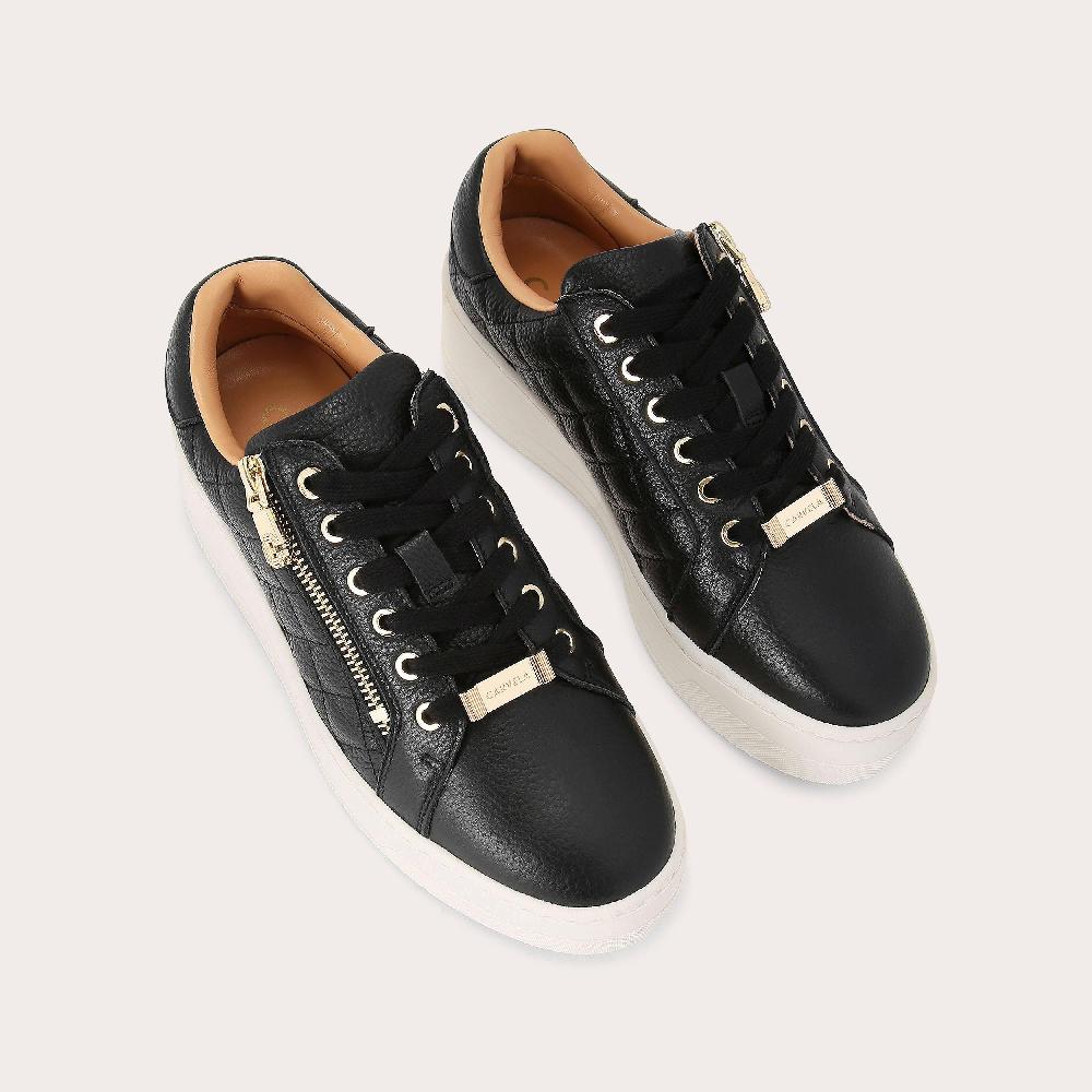 Carvela CONNECTED ZIP Black Leather Trainers By CARVELA