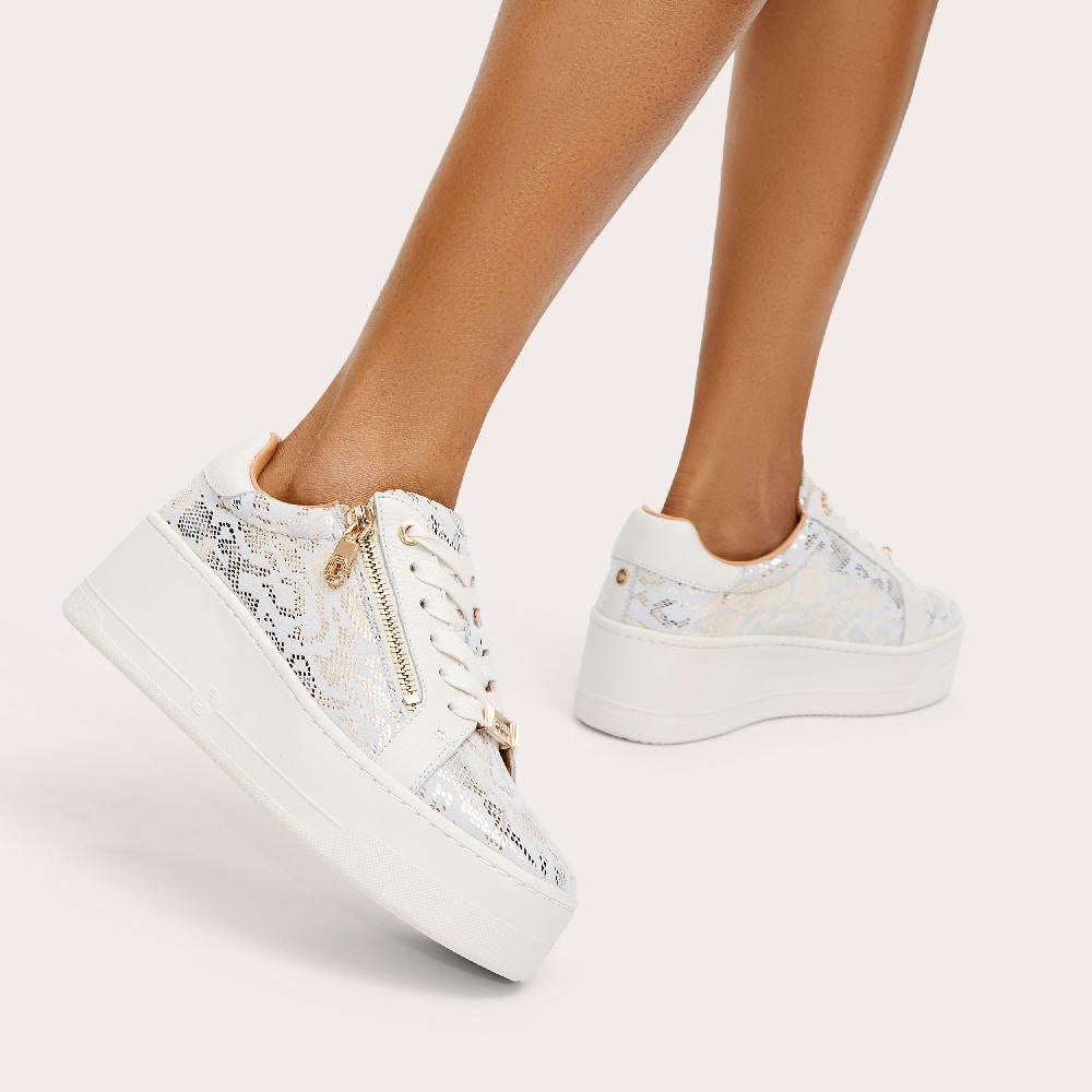Carvela CONNECTED ZIP Gold Snake Print Trainers By CARVELA