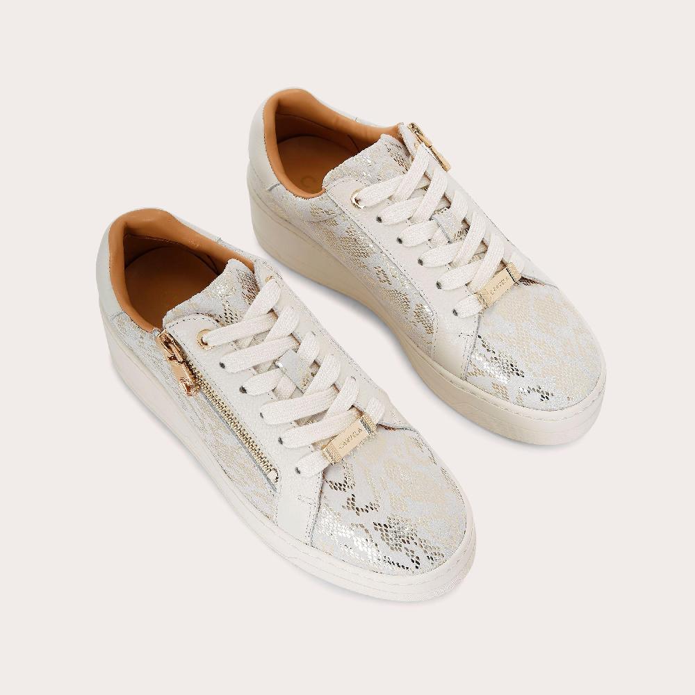 Carvela CONNECTED ZIP Gold Snake Print Trainers By CARVELA