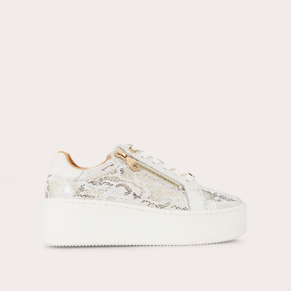 carvela CONNECTED ZIP Gold Snake Print Trainers by CARVELA